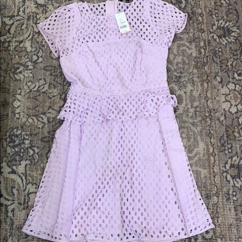 Lilac eyelet peplum dress